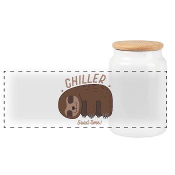 Faultier Chiller Faultier Humor Wandkunst - Panorama Keksdose mit Holzdeckel - Weiß - Vorne