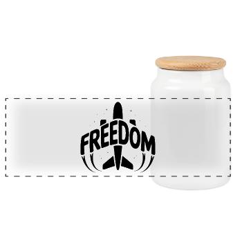 Freedom - Cooles Urlaubspiktogramm - Panorama Keksdose mit Holzdeckel - Weiß - Vorne
