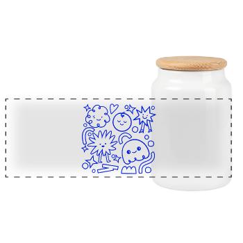 Doodles pour enfants – Happy Chaos - Boîte à biscuits avec couvercle en bois - blanc - Devant