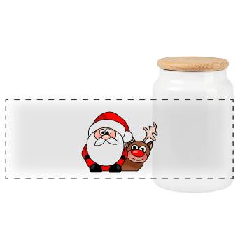 Dessin animé de Noël sur le Renne du Père Noël - Boîte à biscuits avec couvercle en bois - blanc - Devant