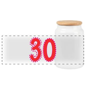 30. 30 YEARS. 30th ANNIVERSARY. 30 YEARS ANNIVERSARY. - Panoramic Cookie Jar with Wooden Lid - white - Front