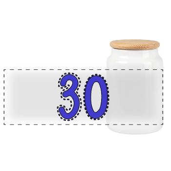 30. 30 YEARS. 30th ANNIVERSARY. 30 YEARS ANNIVERSARY. - Panoramic Cookie Jar with Wooden Lid - white - Front