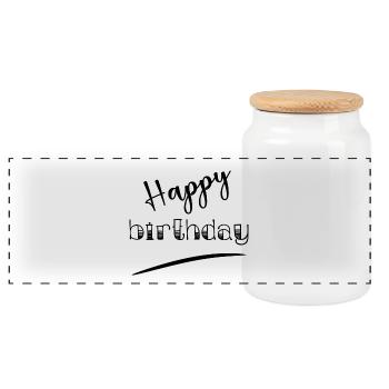 HAPPY BIRTHDAY. ANNIVERSAIRE. - Boîte à biscuits avec couvercle en bois - blanc - Devant