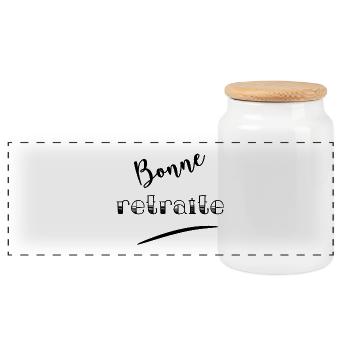 BONNE RETRAITE - Boîte à biscuits avec couvercle en bois - blanc - Devant
