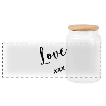 LIEBE. PAAR. GERADE VERHEIRATET. Junggesellinnenabschied. VALENTINSTAG. - Panorama Keksdose mit Holzdeckel - Weiß - Vorne