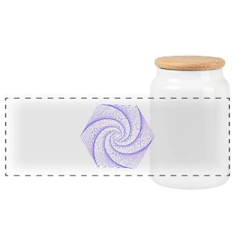 Spirale im hexagonalen Muster - Panorama Keksdose mit Holzdeckel - Weiß - Vorne