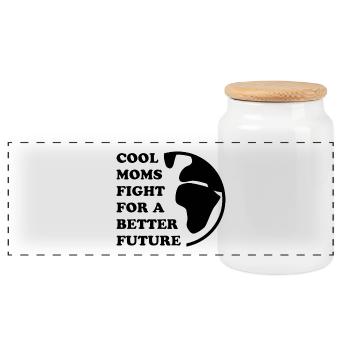 COOL MOMS FIGHT FOR A BETTER FUTURE  - Panorama Keksdose mit Holzdeckel - Weiß - Vorne