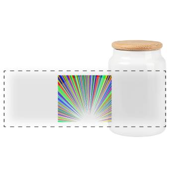 Leuchtendes Regenbogen-Sonnenstrahlmuster - Panorama Keksdose mit Holzdeckel - Weiß - Vorne