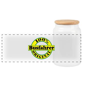 Busfahrer Bus Omnibus 100% Busfahrer Original(25) - Panorama Keksdose mit Holzdeckel - Weiß - Vorne