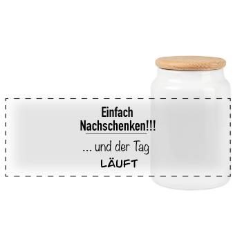 Bitte Nachfüllen! - Panorama Keksdose mit Holzdeckel - Weiß - Vorne