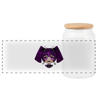 Chibi vampire with purple braids - Panoramic Cookie Jar with Wooden Lid - white - Front
