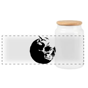 killing moon skull mond - Panoramic Cookie Jar with Wooden Lid - white - Front