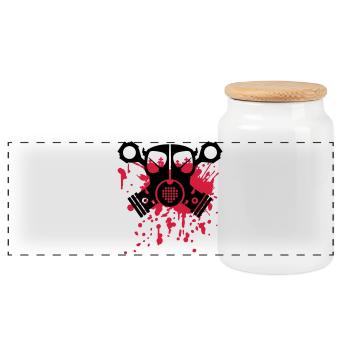 unlimited logo skull piston seizure - Panoramic Cookie Jar with Wooden Lid - white - Front
