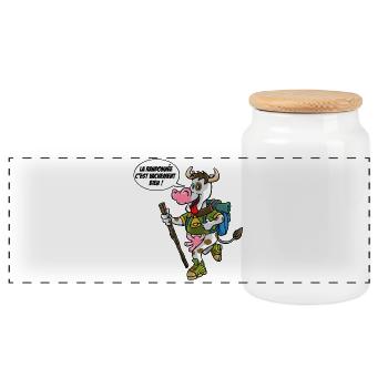 la vache en randonnée - Boîte à biscuits avec couvercle en bois - blanc - Devant