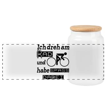 Radfahrer Spruch Fahrrad Rad Sport lustig Geschenk - Panorama Keksdose mit Holzdeckel - Weiß - Vorne