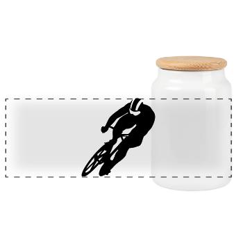 Cycling - Boîte à biscuits avec couvercle en bois - blanc - Devant