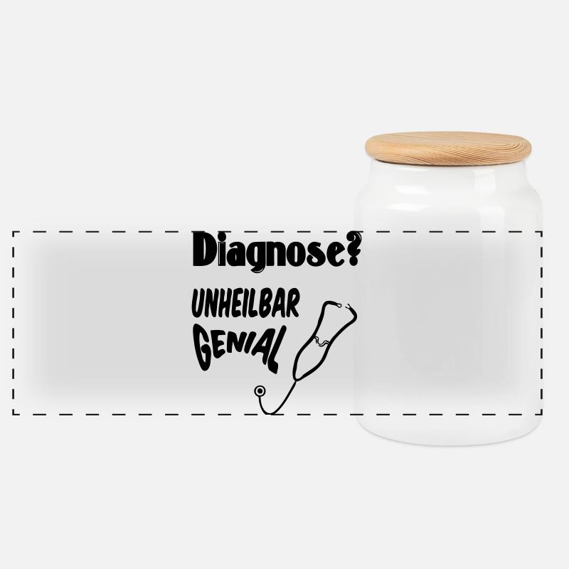 Diagnose? Unheilbar genial Geschenk Medizin - Panorama Keksdose mit Holzdeckel - Weiß