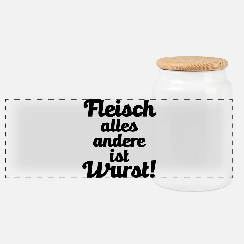 Fleisch. alles andere ist Wurst! - Panorama Keksdose mit Holzdeckel - Weiß