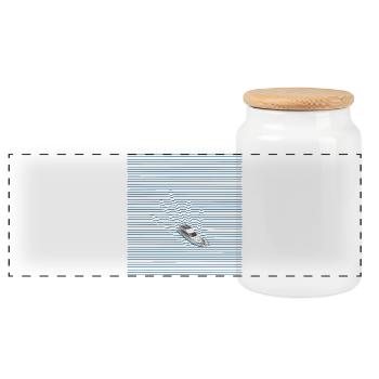 Yacht dans la mer des lignes - Boîte à biscuits avec couvercle en bois - blanc - Devant