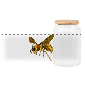 Hornet - Panoramic Cookie Jar with Wooden Lid - white - Front