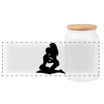 sex - Panoramic Cookie Jar with Wooden Lid - white - Front