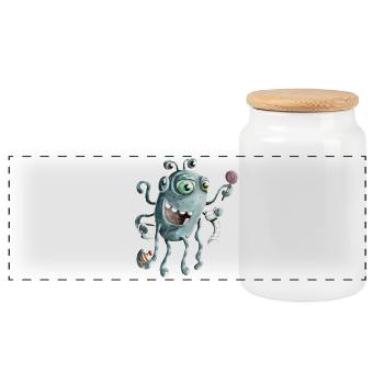 Funny monster of the deep sea - Panoramic Cookie Jar with Wooden Lid - white - Front