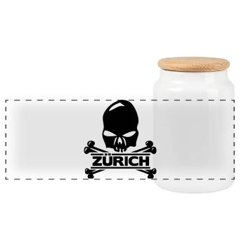 Zürich - Zürcher - Züri isch ois - Panorama Keksdose mit Holzdeckel - Weiß - Vorne