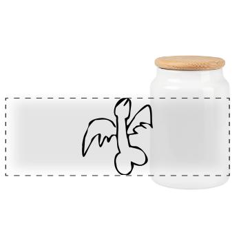 flying flying penis cock exit-shirt - Panoramic Cookie Jar with Wooden Lid - white - Front
