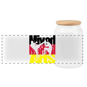 Mixed Martial Arts Deutsch - Panorama Keksdose mit Holzdeckel - Weiß - Vorne