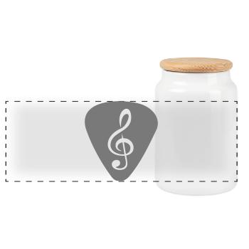 plektrum_notenschluessel - Panoramic Cookie Jar with Wooden Lid - white - Front