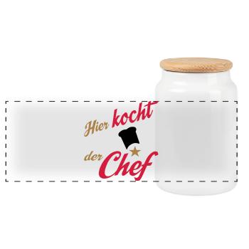 cooking - Panoramic Cookie Jar with Wooden Lid - white - Front