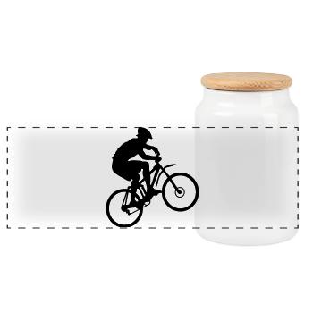 Biker - Panorama Keksdose mit Holzdeckel - Weiß - Vorne