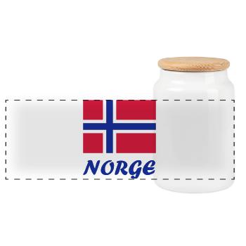 Norwegian flag - Panoramic Cookie Jar with Wooden Lid - white - Front