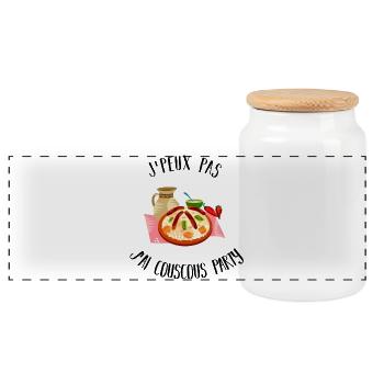 J'peux Pas J'ai Couscous Party  - Boîte à biscuits avec couvercle en bois - blanc - Devant