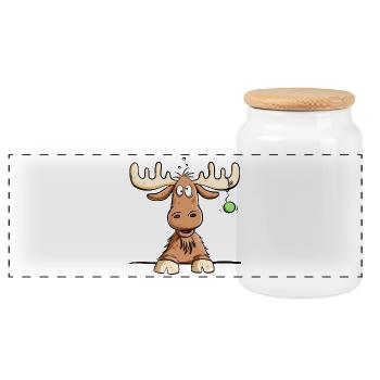 Lustiger Elch I Weihnachten I Witziges Geschenk - Panorama Keksdose mit Holzdeckel - Weiß - Vorne