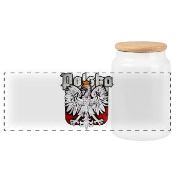 Pologne - Polska - Aigle - Édition Argent - Boîte à biscuits avec couvercle en bois - blanc - Devant