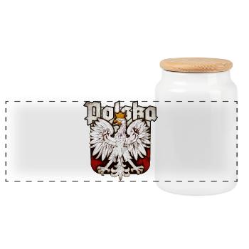 Pologne - Polska - Aigle - Drapeau polonais - Boîte à biscuits avec couvercle en bois - blanc - Devant