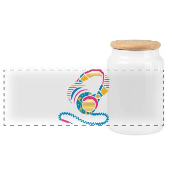 Headphones of patterns and stripes - Panoramic Cookie Jar with Wooden Lid - white - Front