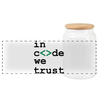 [ In code we trust ] - Panorama Keksdose mit Holzdeckel - Weiß - Vorne