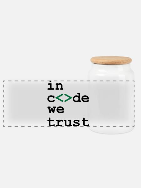 [ In code we trust ] - Panoramic Cookie Jar with Wooden Lid - white