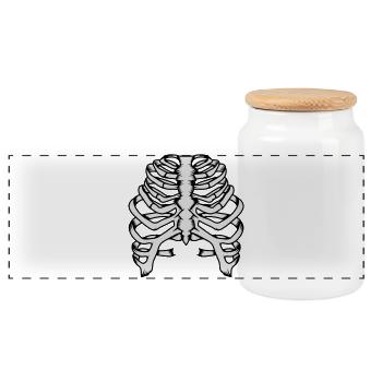 A skeleton of a human thorax - Panoramic Cookie Jar with Wooden Lid - white - Front