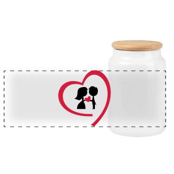 wedding day - Panoramic Cookie Jar with Wooden Lid - white - Front