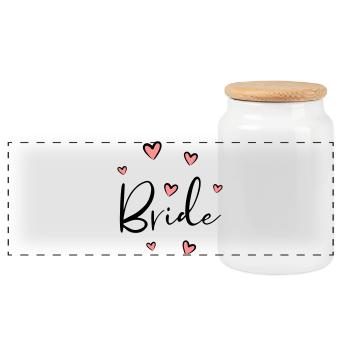 Bride Heart Bachelorette Party Gift - Panoramic Cookie Jar with Wooden Lid - white - Front