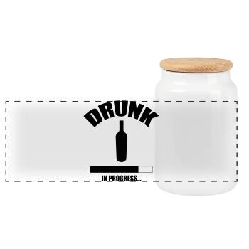 Drunk in progress... - Panoramic Cookie Jar with Wooden Lid - white - Front