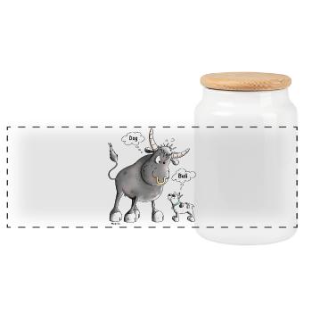 Drôle Bouledogue français bande dessinée - Comique - Boîte à biscuits avec couvercle en bois - blanc - Devant