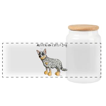 Bouvier Australien - Australian Cattle Dog - Boîte à biscuits avec couvercle en bois - blanc - Devant