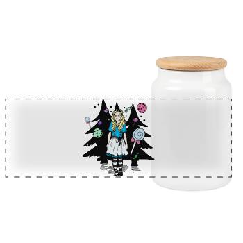 Sugar Town Alice in the Forest - Panoramic Cookie Jar with Wooden Lid - white - Front