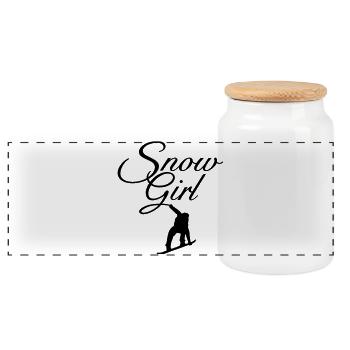 Snowgirl Snowboarderin Snowboard - Panorama Keksdose mit Holzdeckel - Weiß - Vorne