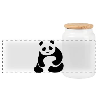 Panda Ours Panda Bébé - Boîte à biscuits avec couvercle en bois - blanc - Devant