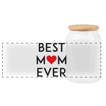 Best Mom Ever - Panorama Keksdose mit Holzdeckel - Weiß - Vorne